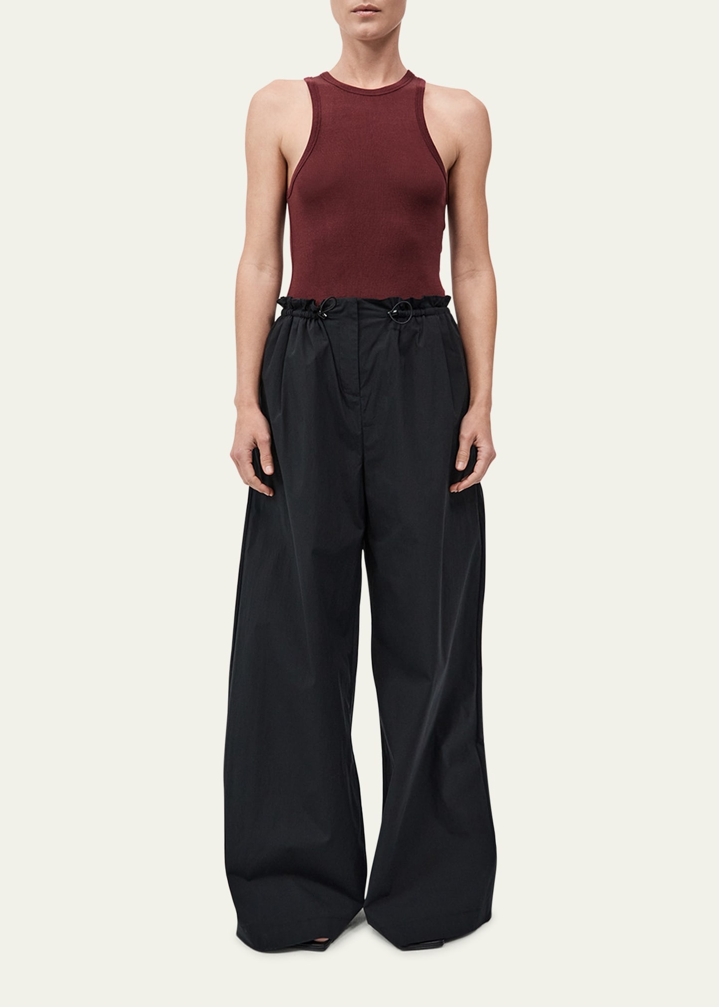 Wide-Leg Paper Bag Pants - 2