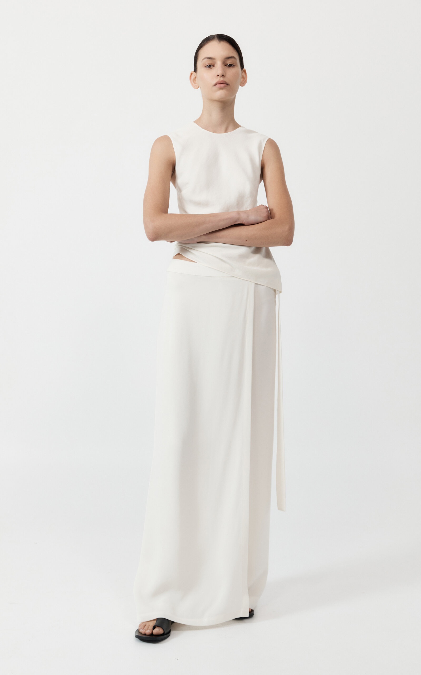 Wrapped Twill Wide-Leg Pants off-white - 5