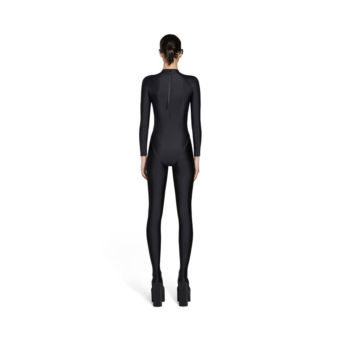 Women's Sporty Tech Long Sleeve Swimsuit in Black - 5