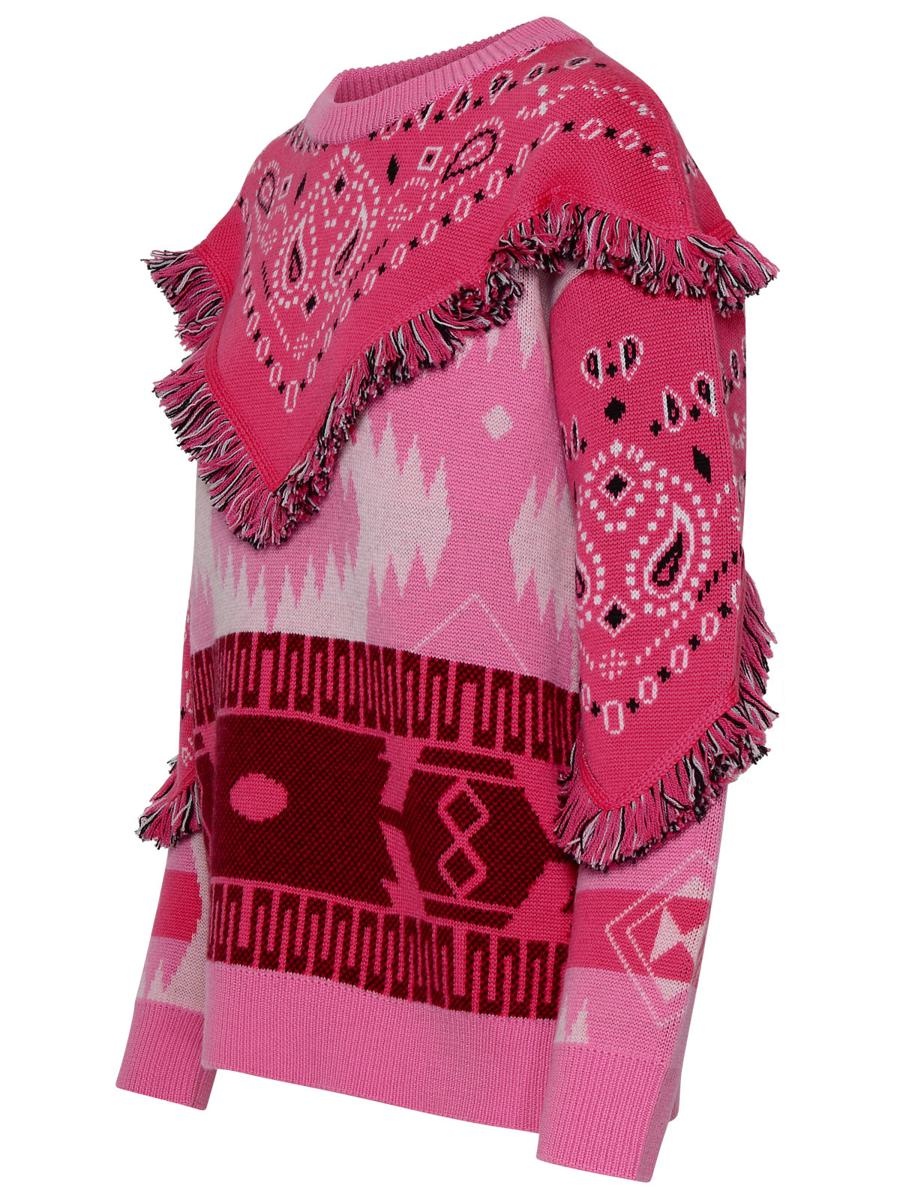 ALANUI ICON BANDANA PINK WOOL SWEATER - 2