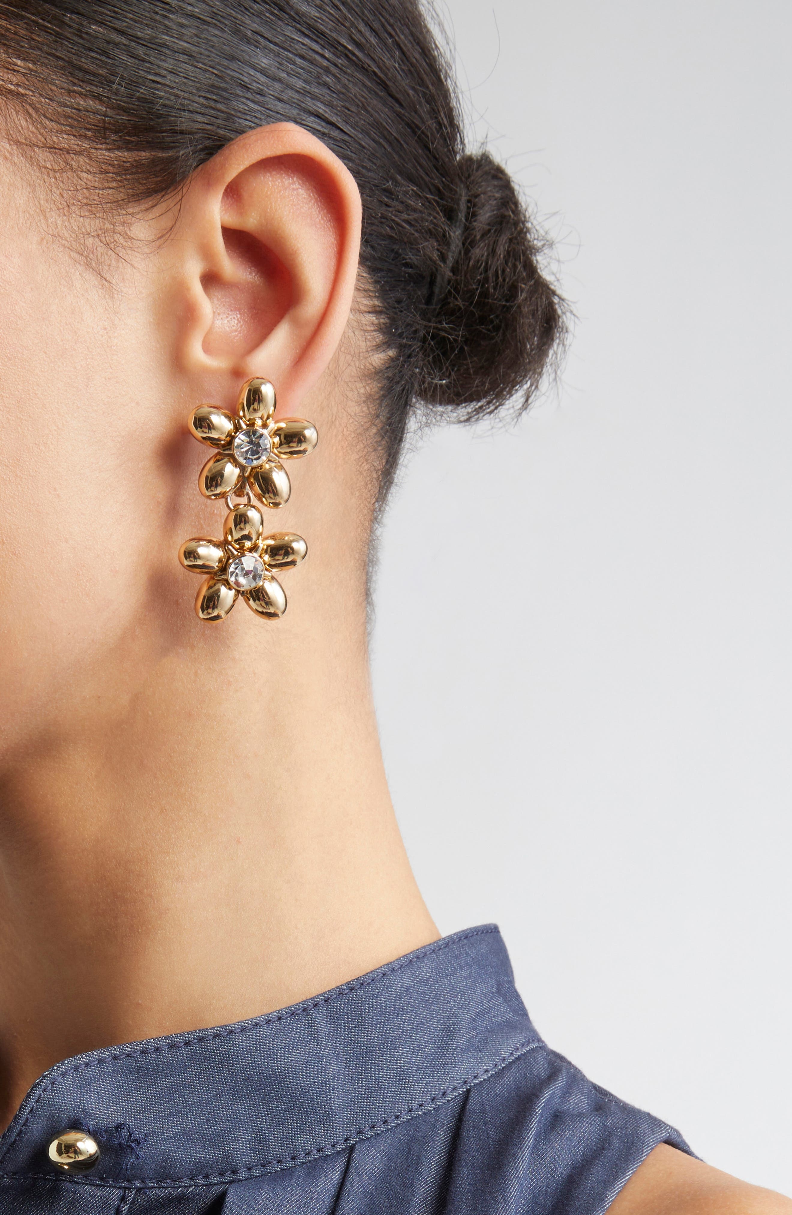Carolina Herrera Double Flower Drop Earrings in Gold at Nordstrom - 2