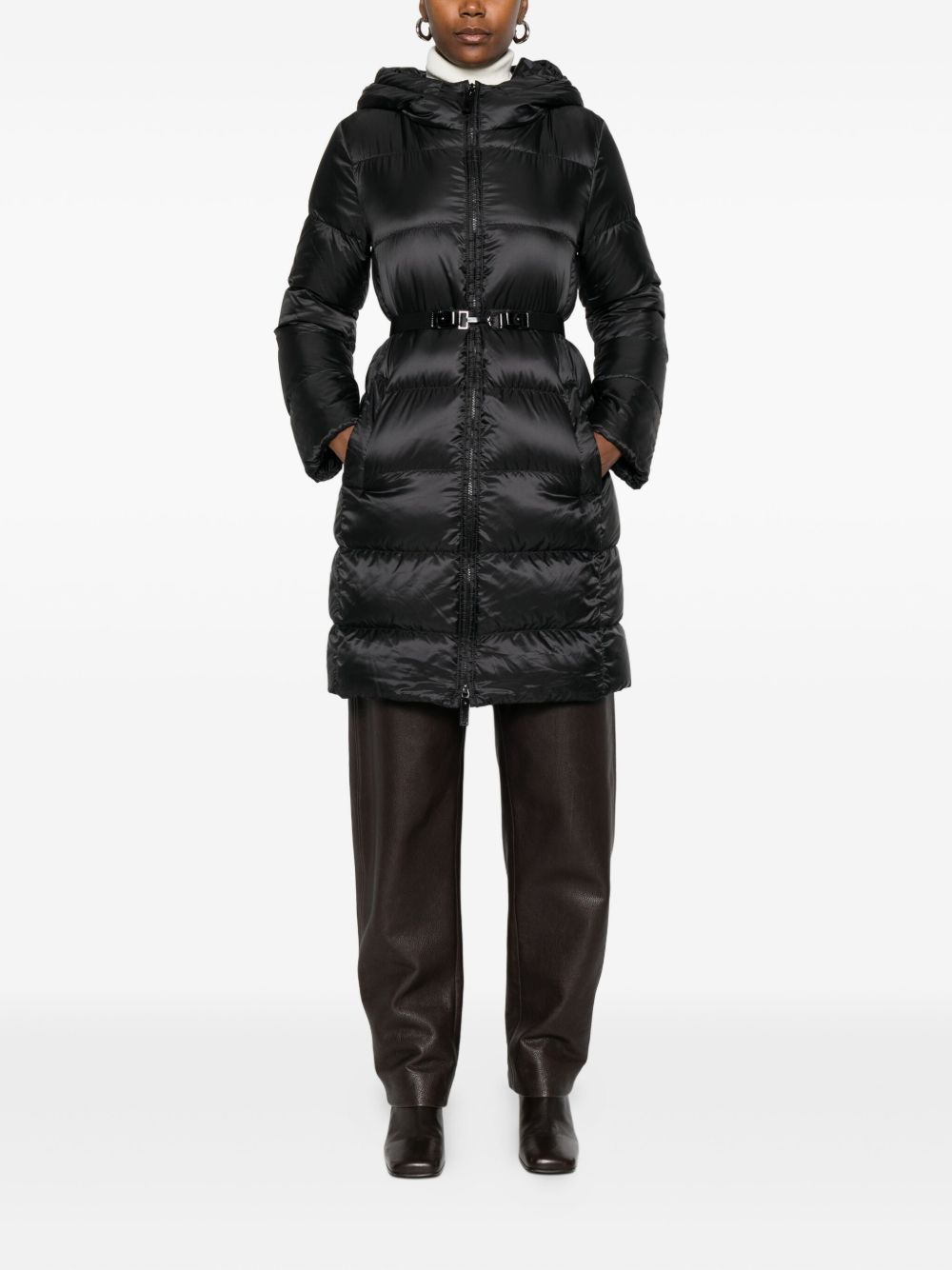 hooded belted coat - 2