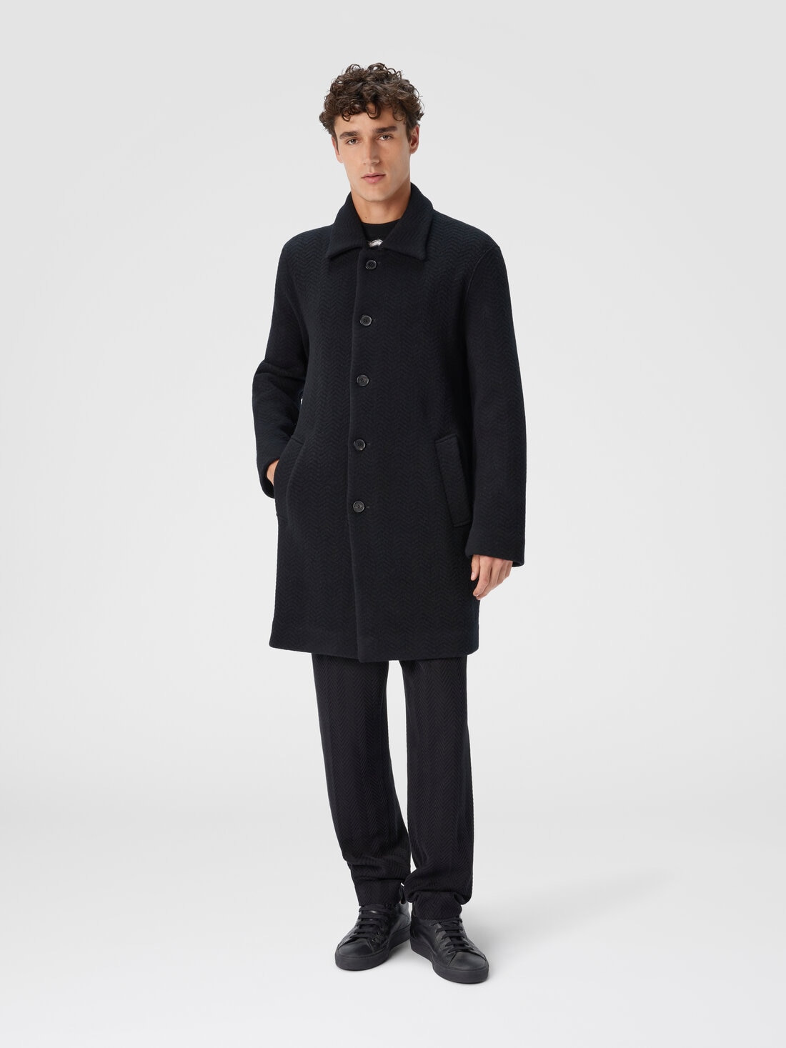 Double Knit Coat with Zigzag Pattern - 2