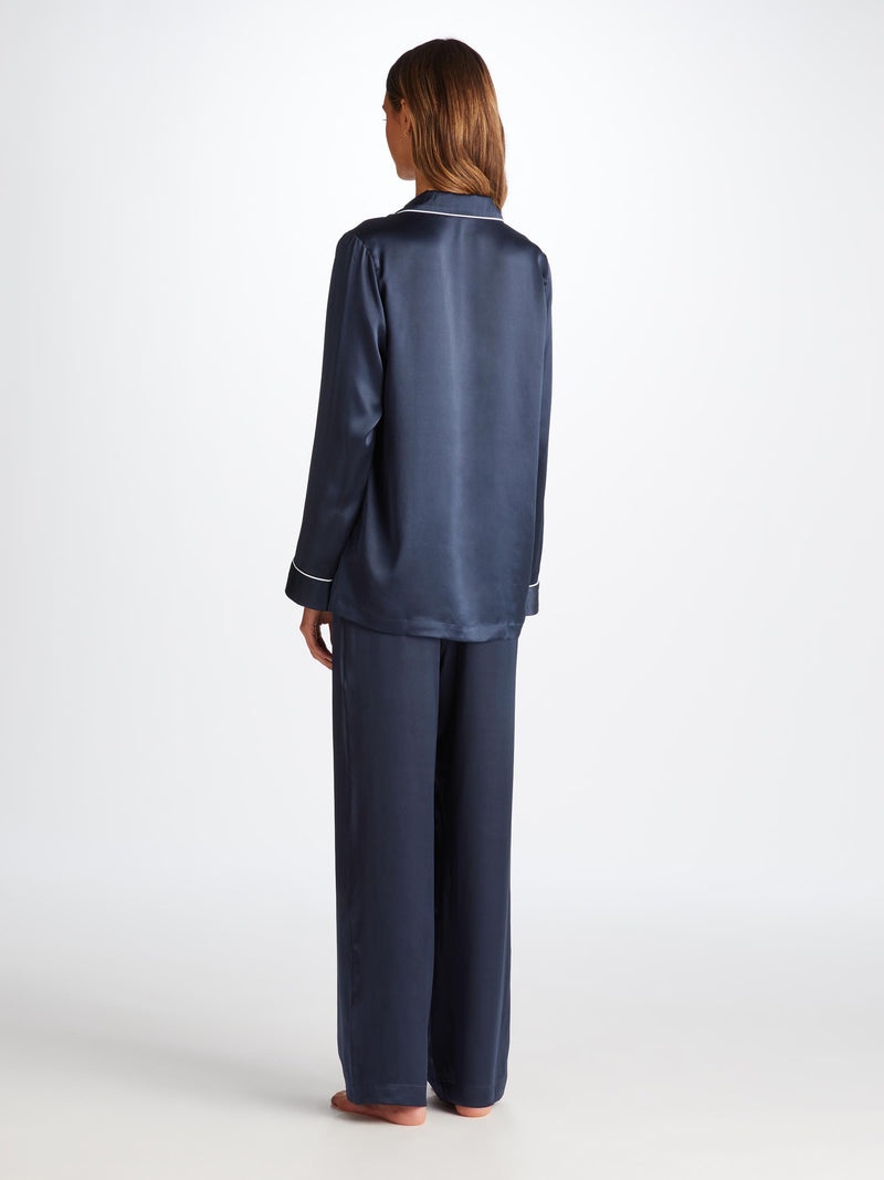 Women's Pajamas Bailey Silk Satin Navy - 4