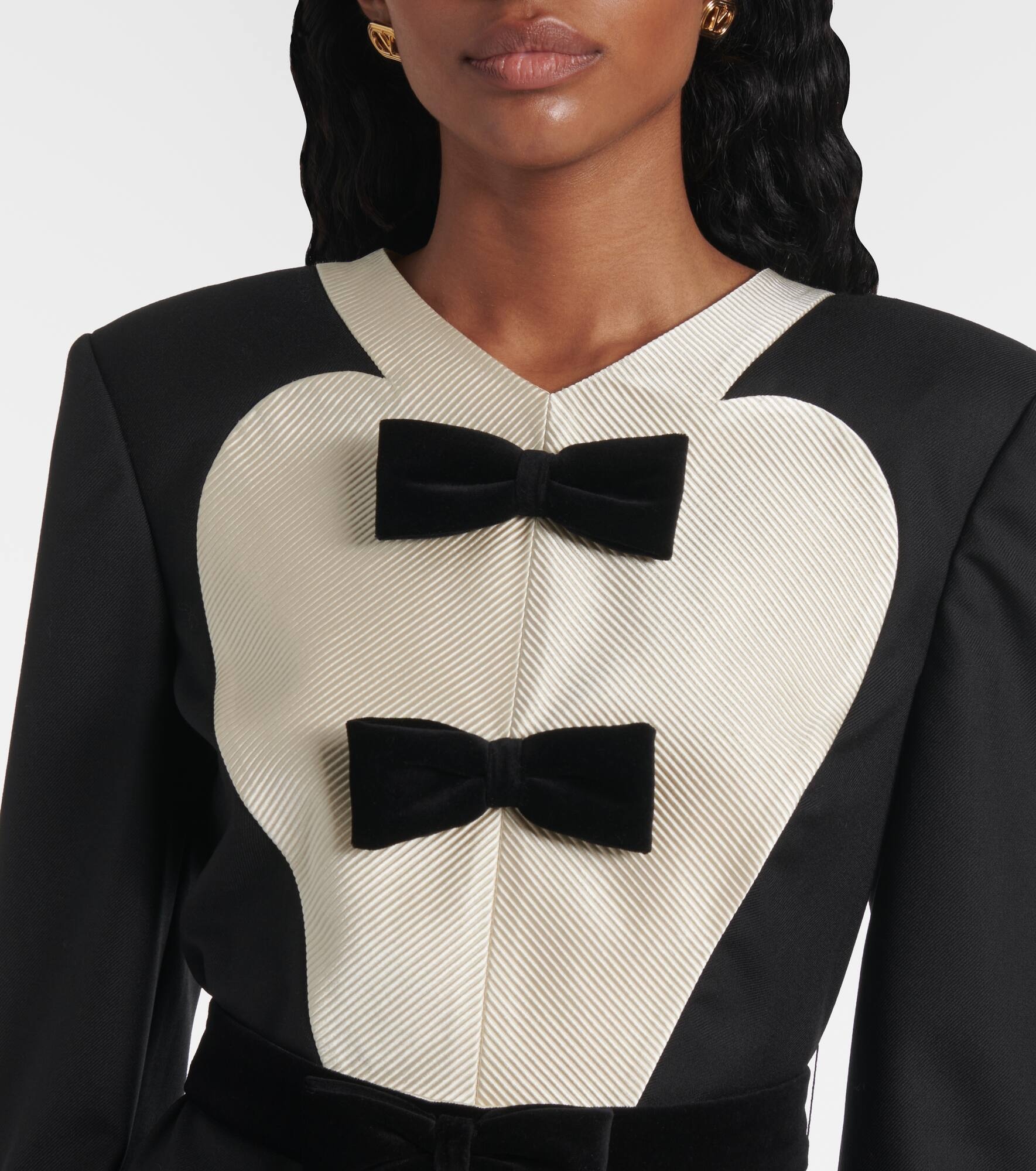 Bow-detail virgin wool midi dress - 4