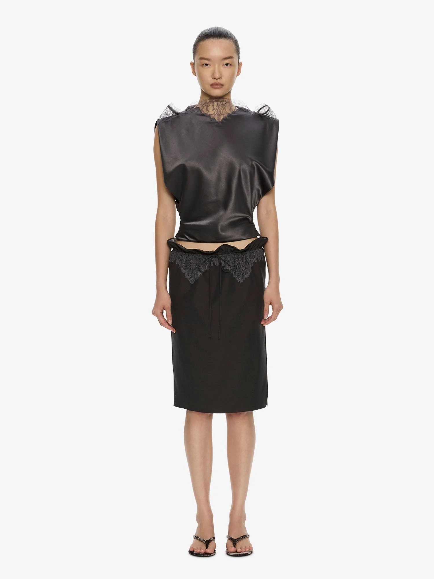 Anais Lace Trimmed Tie Skirt - 1