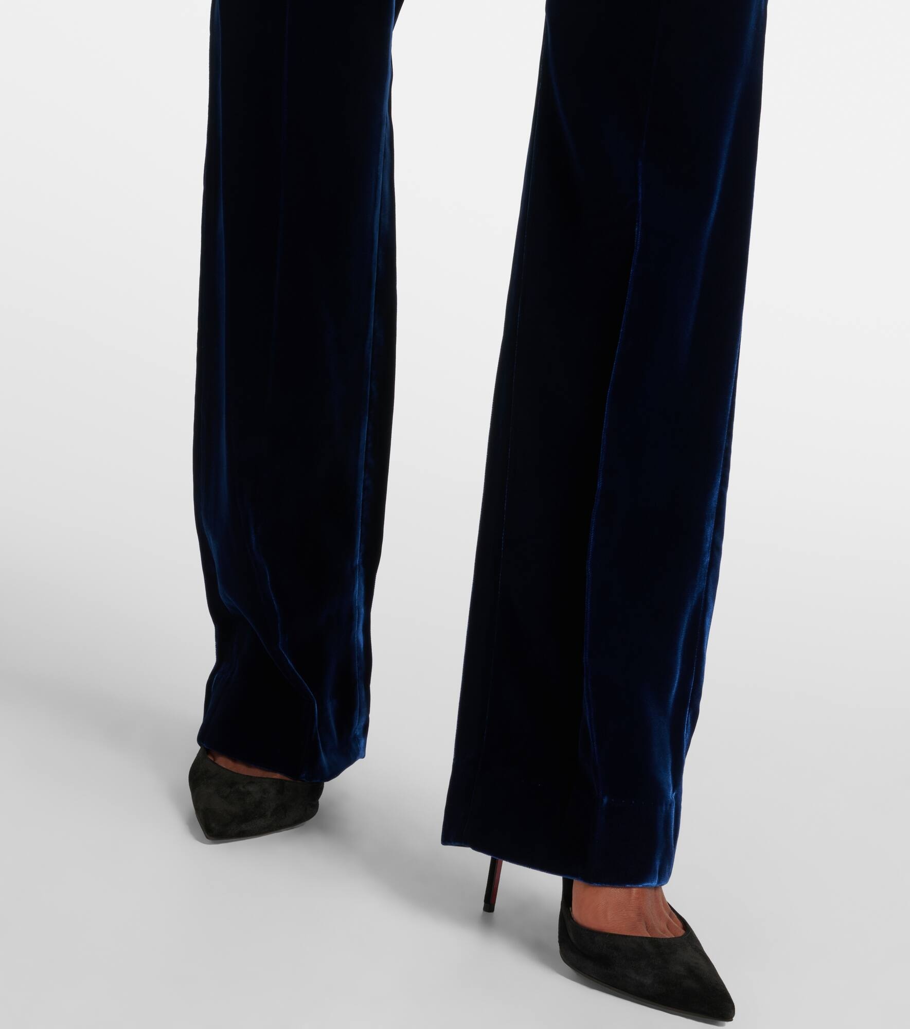 Fluid velvet straight pants - 5