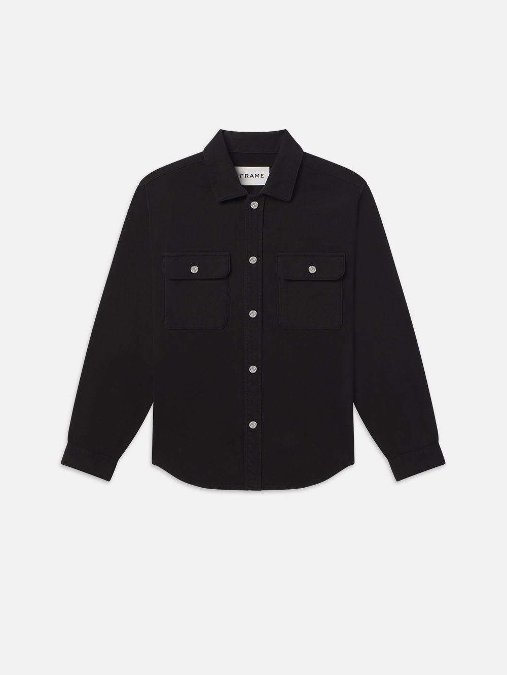 Textured Terry Overshirt in Black - 1