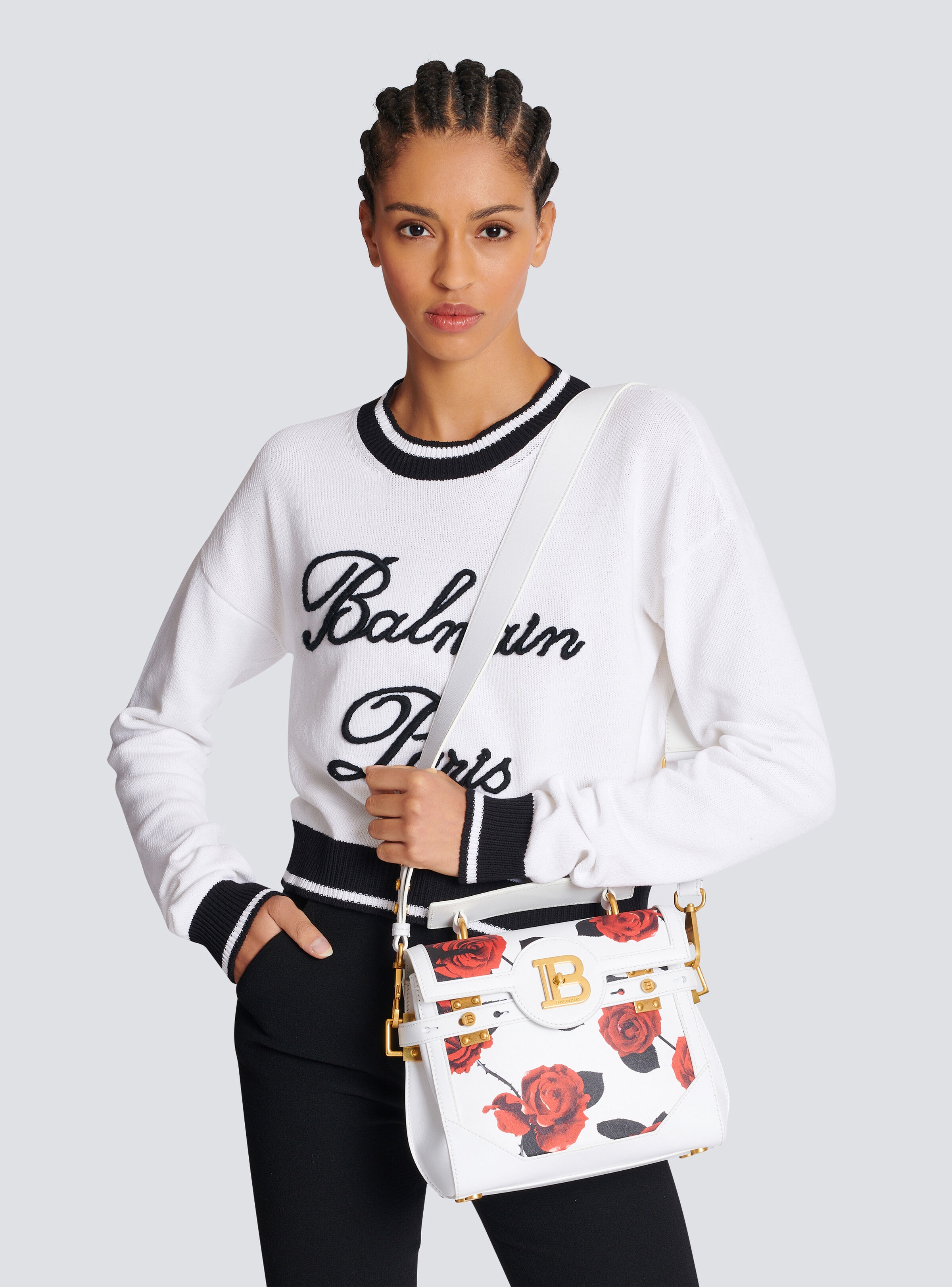 B-Buzz 23 calfskin bag with a Roses print and embossed Grid motif - 8