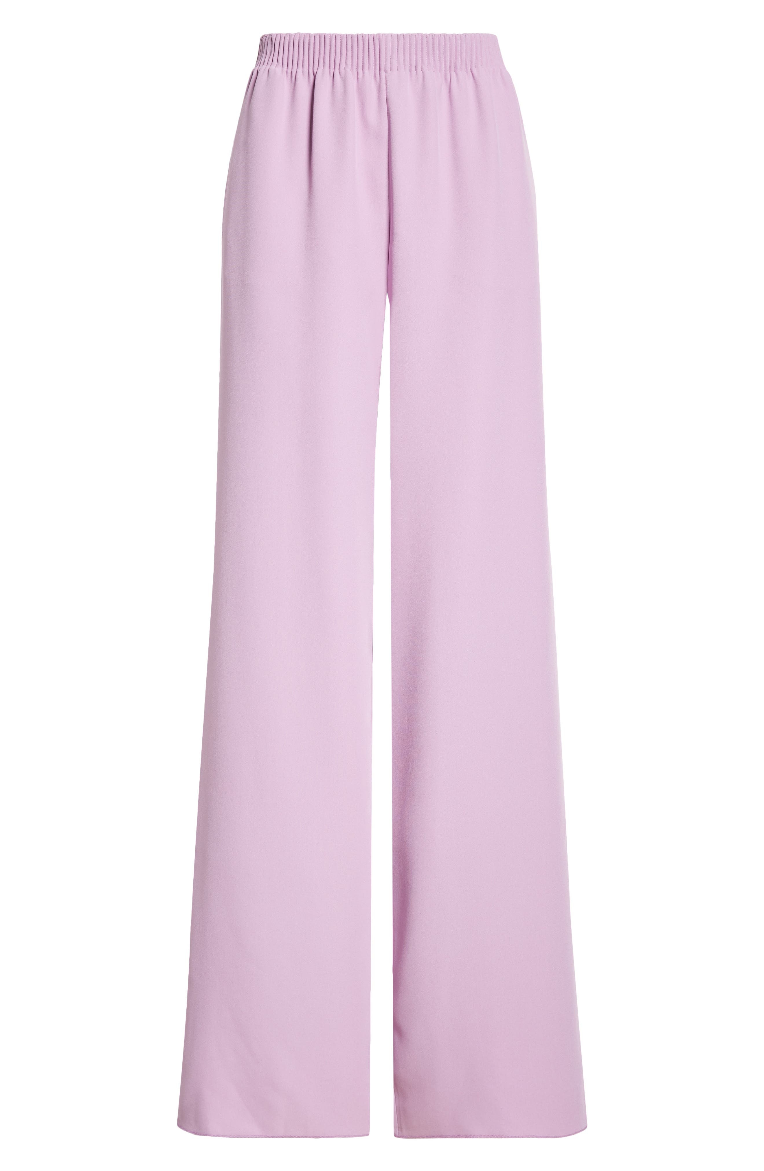 Valentino Garavani Silk Cady Couture Wide Leg Pants in Violet at Nordstrom - 6