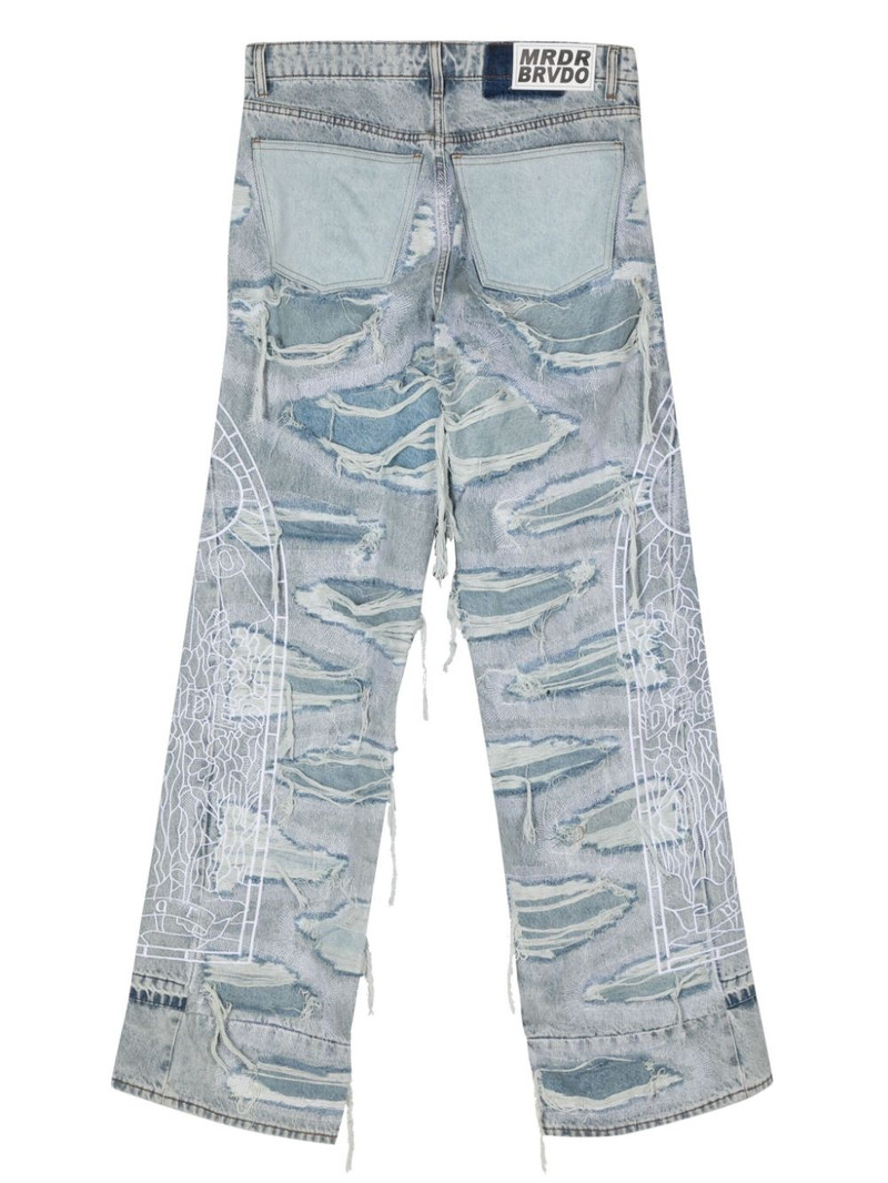 WHO DECIDES WAR distressed-finish straight jeans outlook