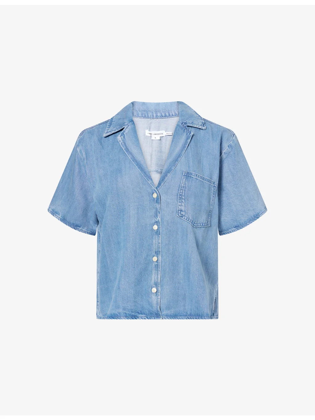 Short-Sleeve Camp-Collar Denim Shirt - 1