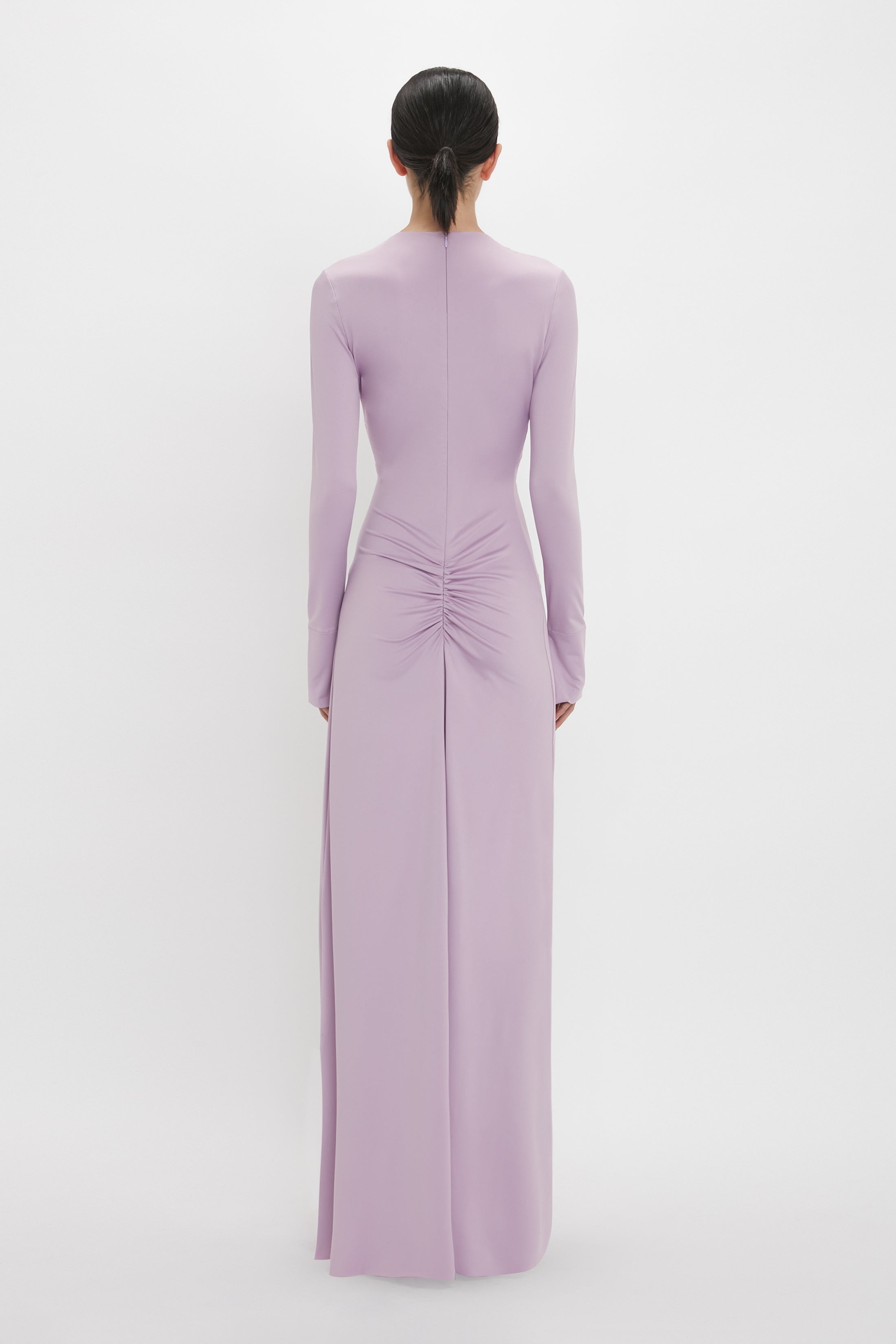 Ruched Detail Floor-Length Gown In Petunia - 4
