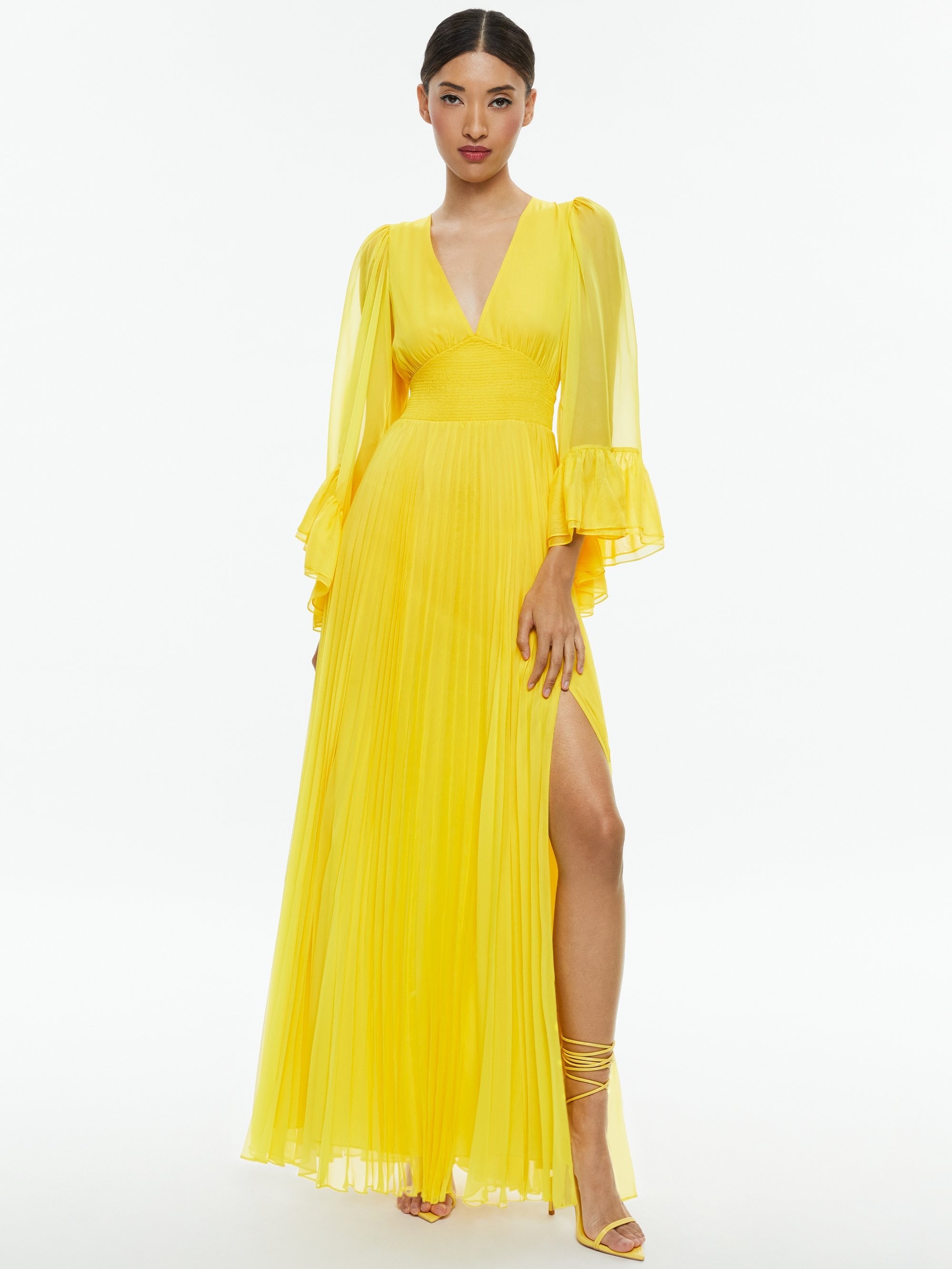 SELENE DEEP V NECK PLEATED MAXI DRESS - 5