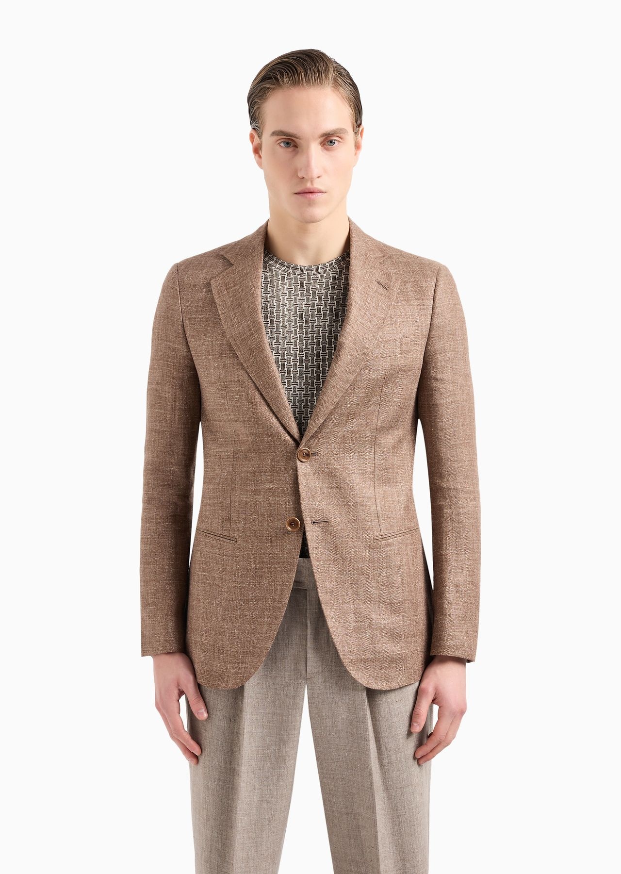 George line single-breasted jacket in linen and silk - 2