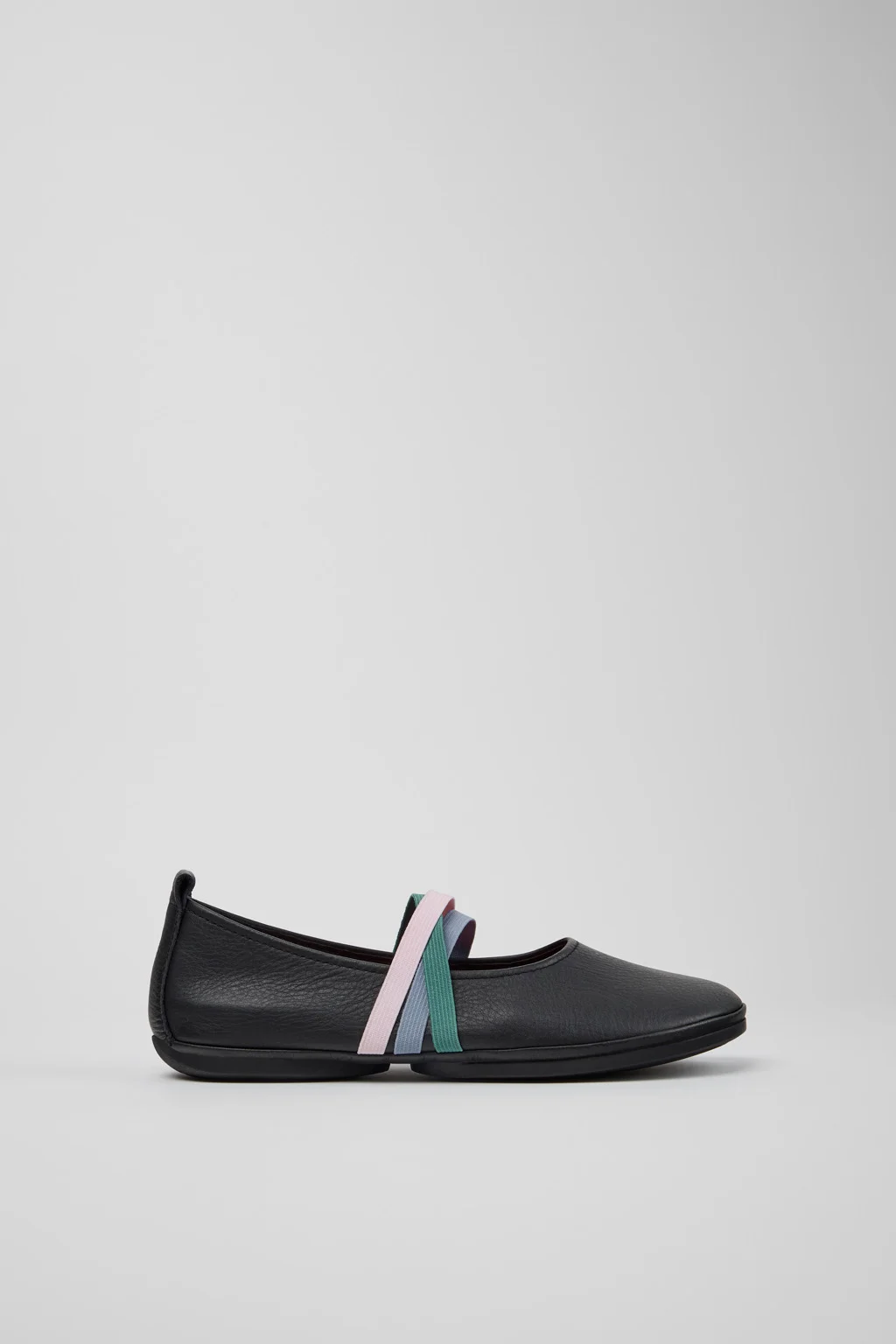 Twins Black Leather Ballerinas for Women. - 1