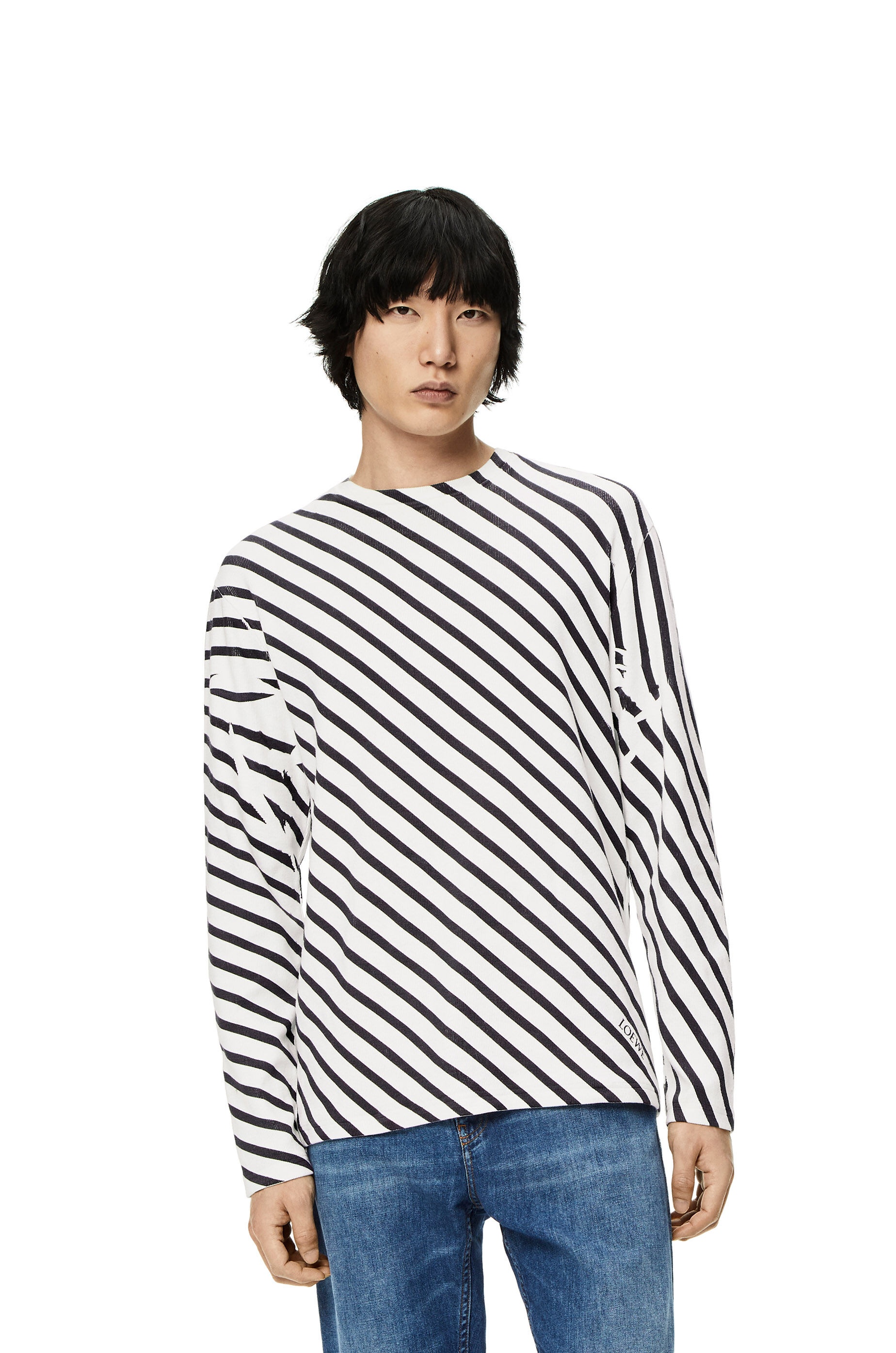 Diagonal stripe T-shirt in cotton - 3