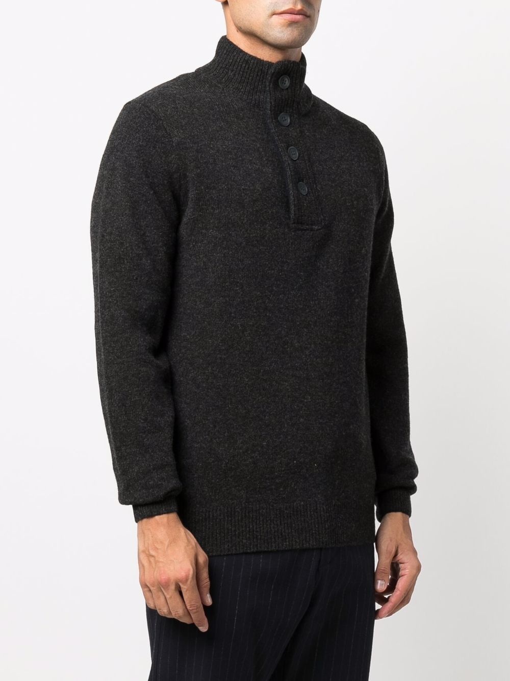 button-down pullover wool jumper - 3