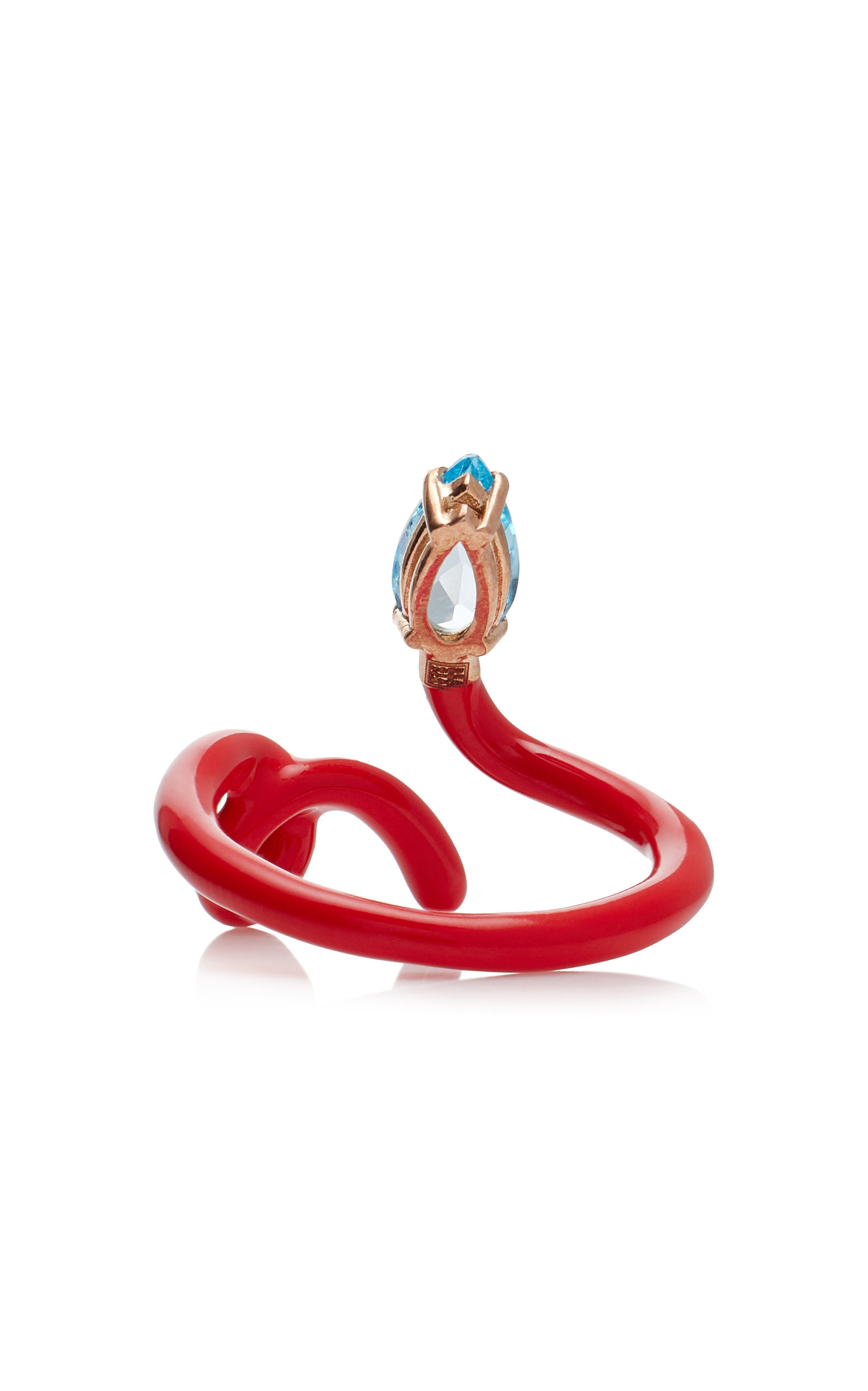 Baby Vine 9K Rose Gold, Topaz, And Enamel Ring red - 6
