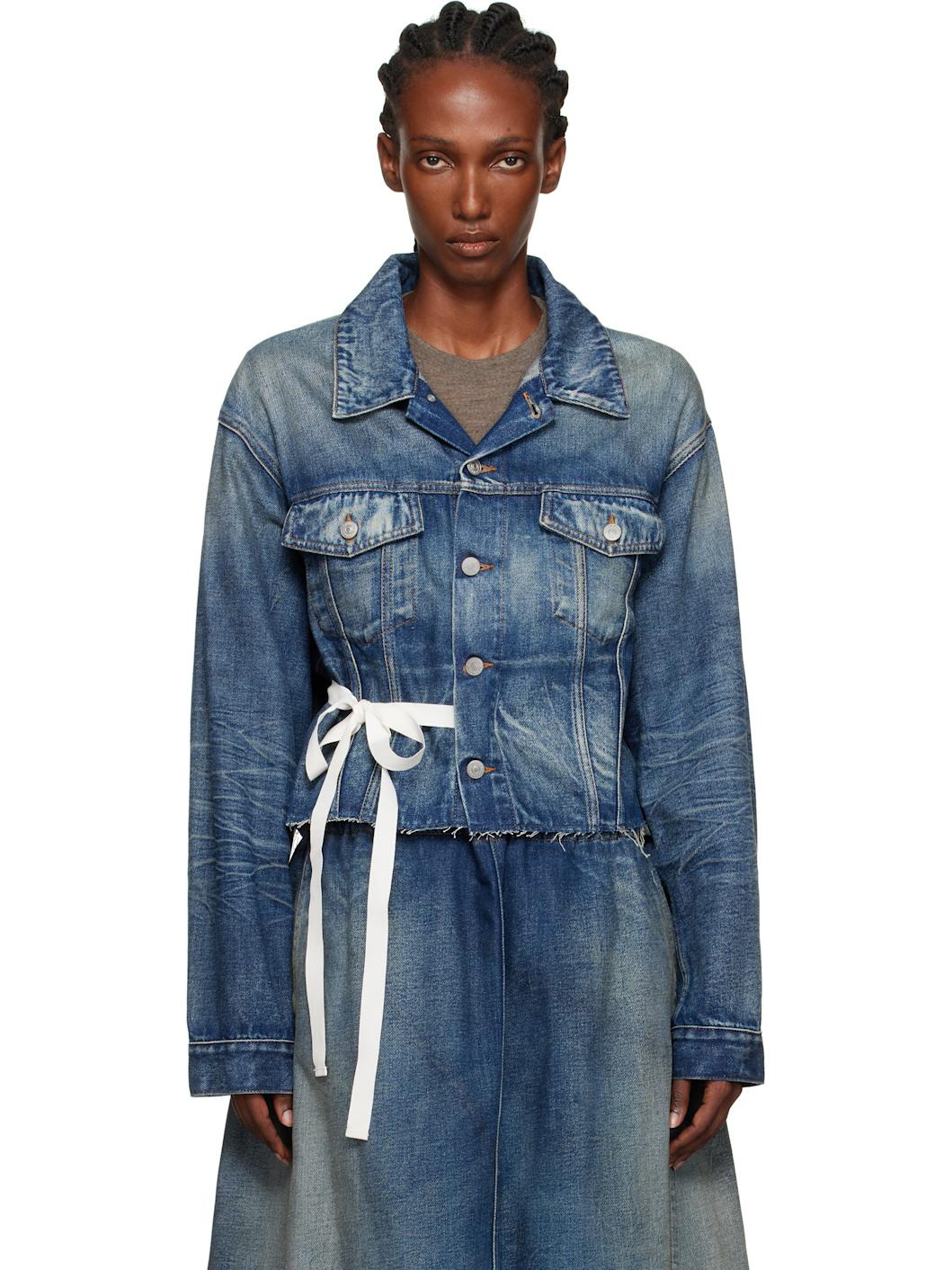 Blue Cropped Denim Jacket - 1