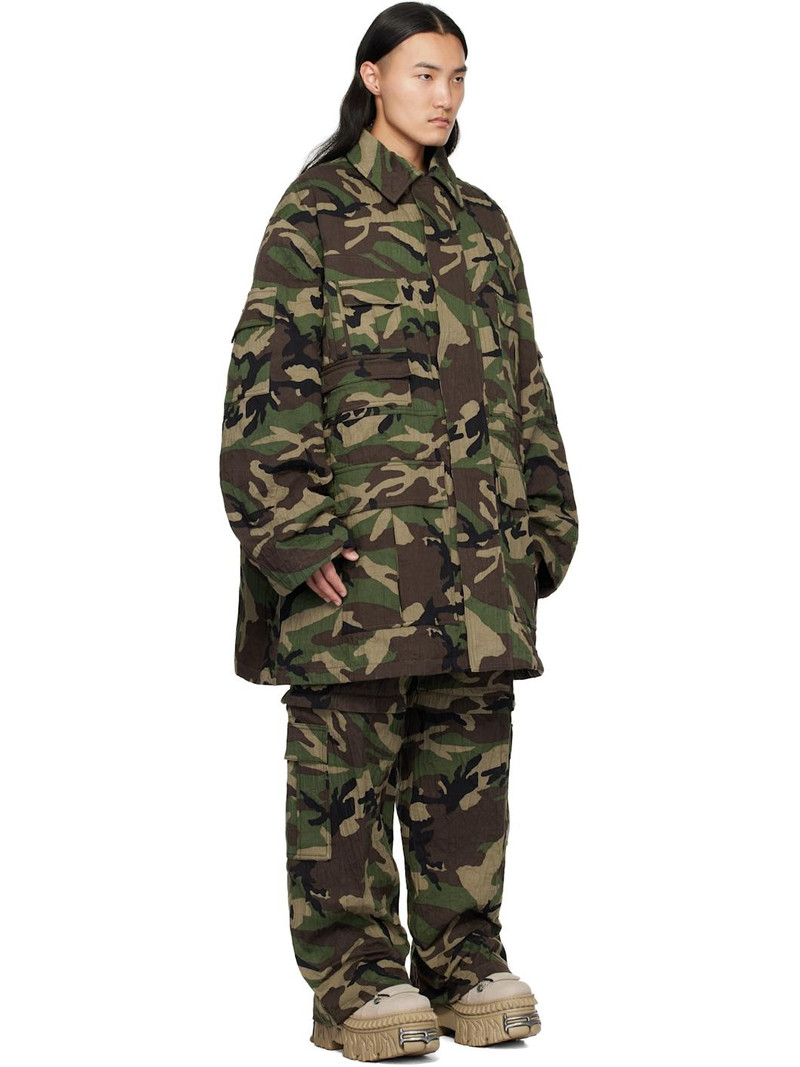 Khaki Runway Metalized Wrinkled Utility Jacket 2