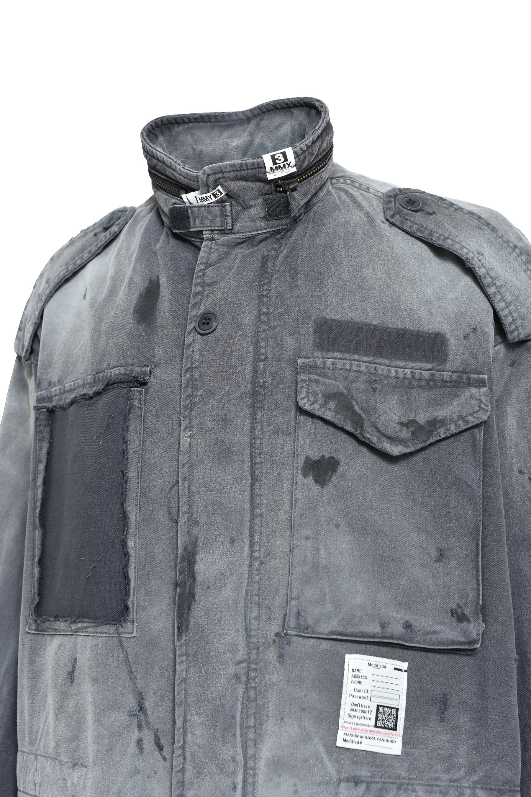 DISTRESSED M-65 JACKET / BLK - 11