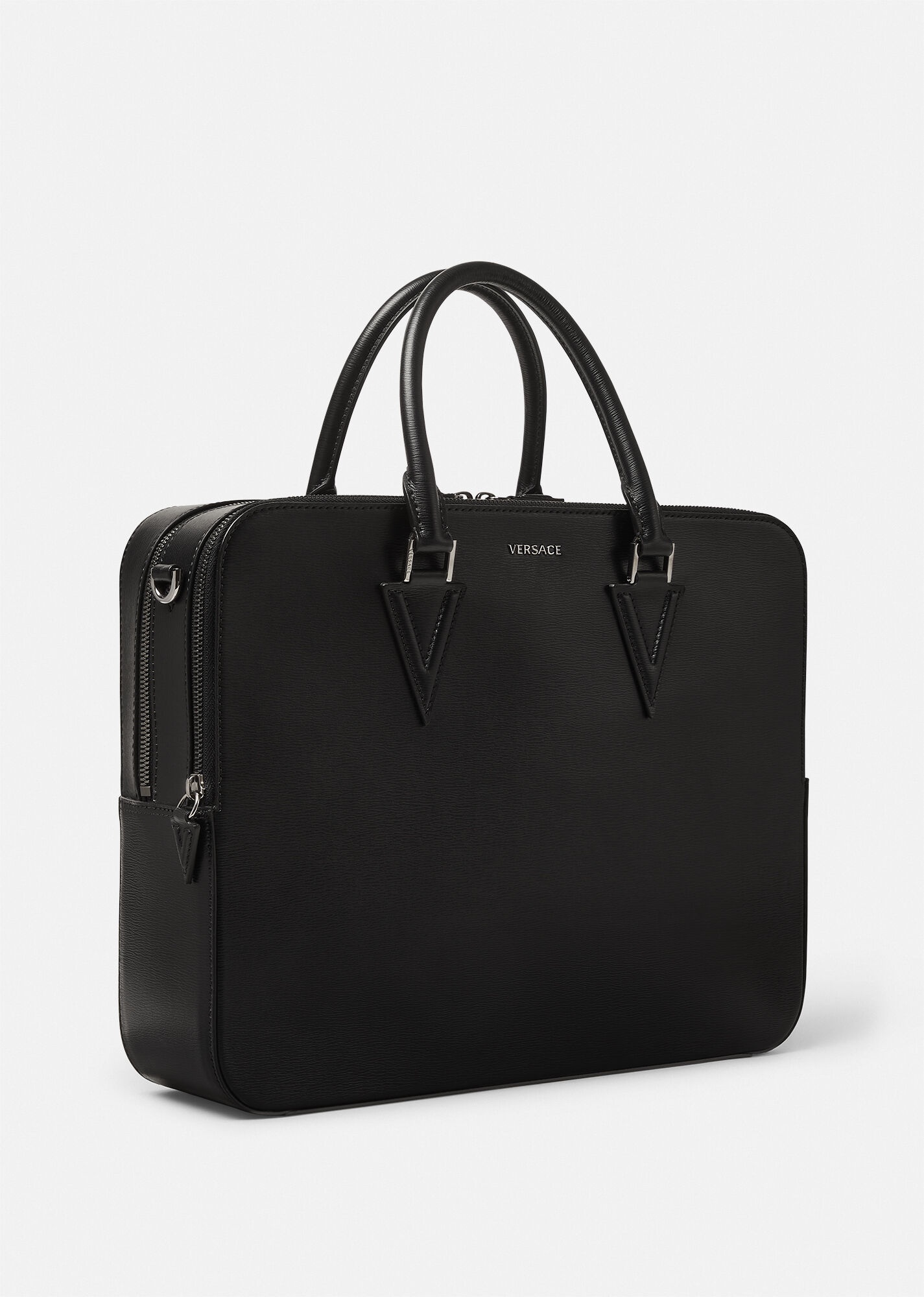 V Leather Briefcase - 3