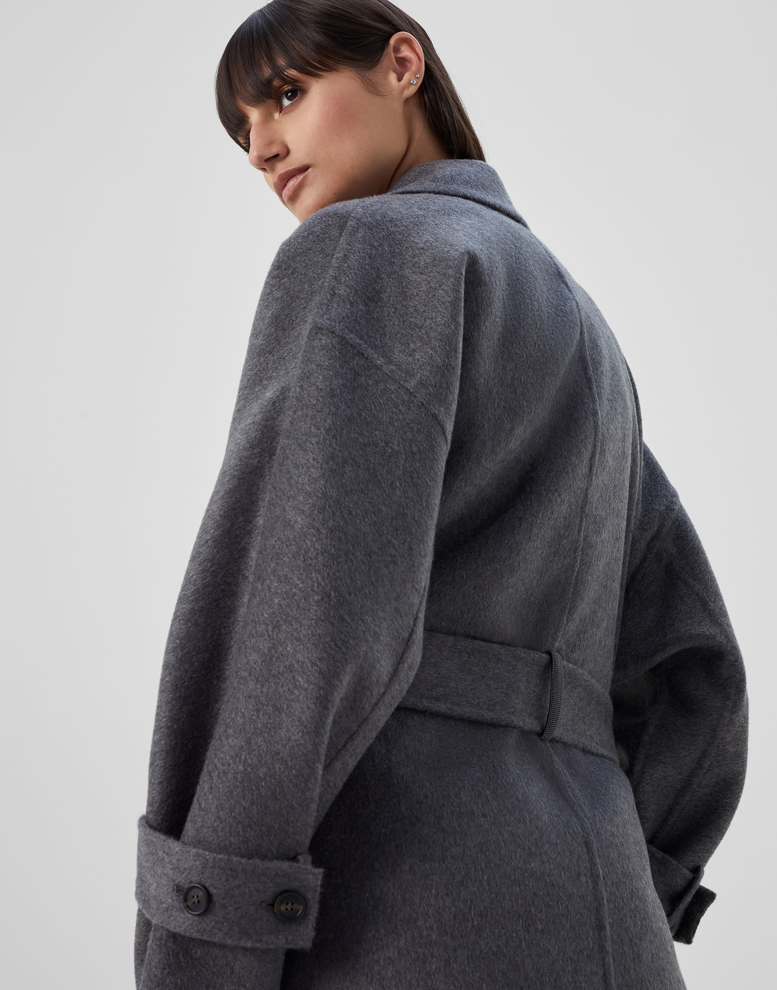 Hand-crafted coat in cashmere double beaver cloth with monili - 3