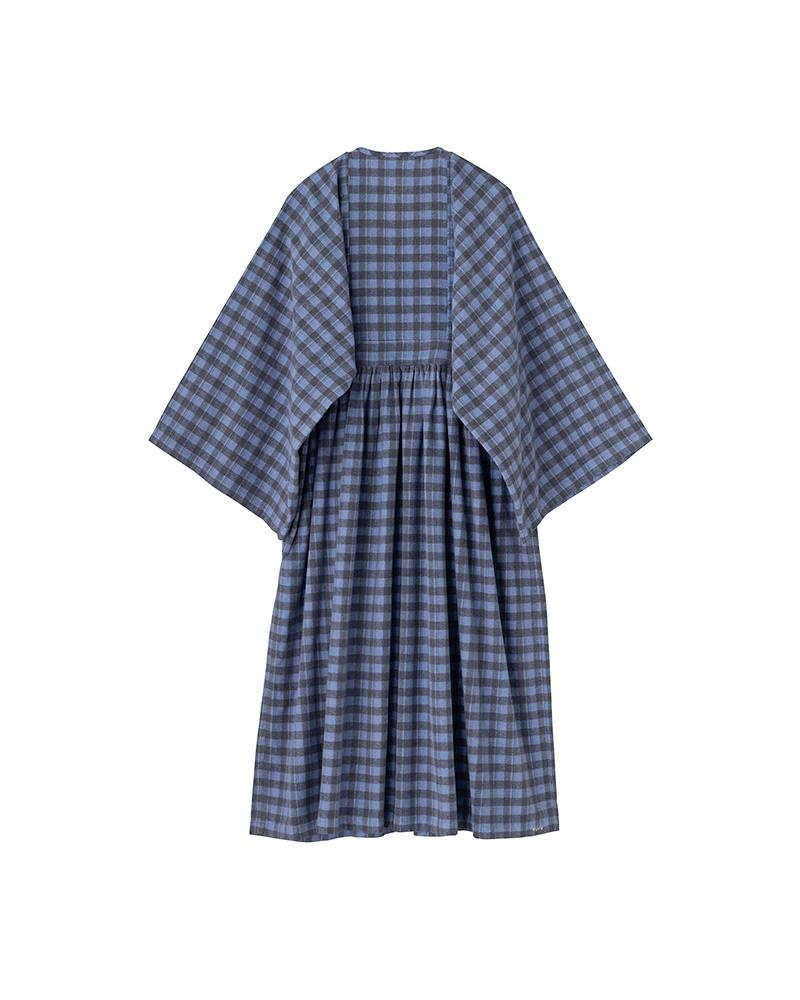 HIPPIE DRESS KHADI CHECK BLUE - 2