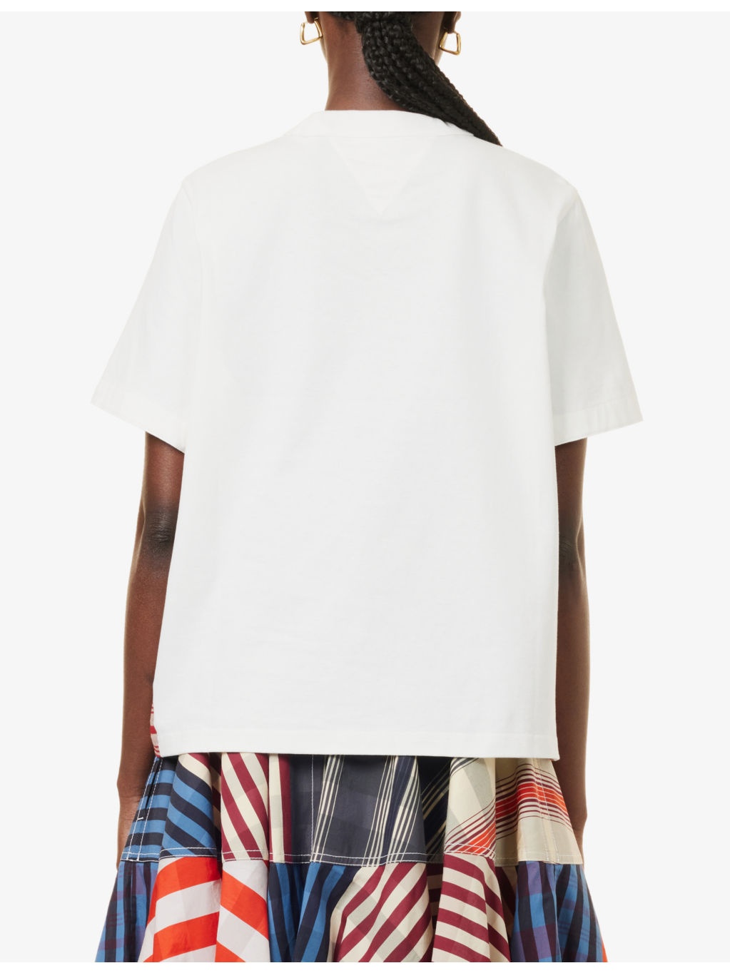 Round-neck contrast-panel cotton-jersey T-shirt - 4