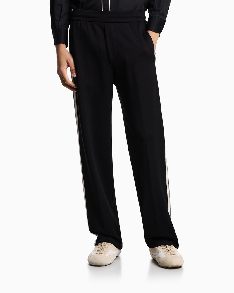 EMPORIO ARMANI ASV JERSEY TROUSERS WITH ELASTICATED WAIST AND CONTRASTING BANDS outlook