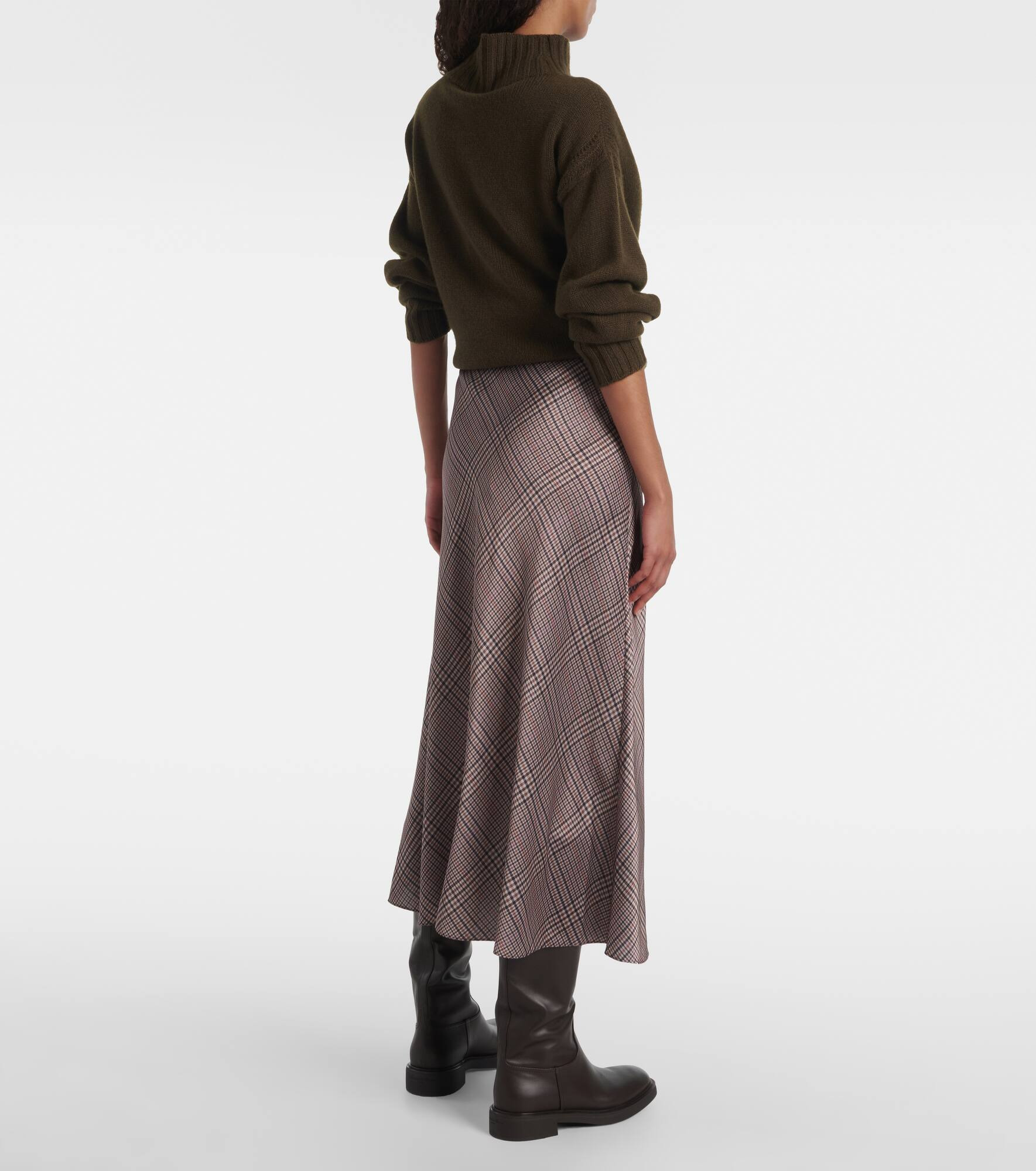 Plaid satin slip skirt - 3