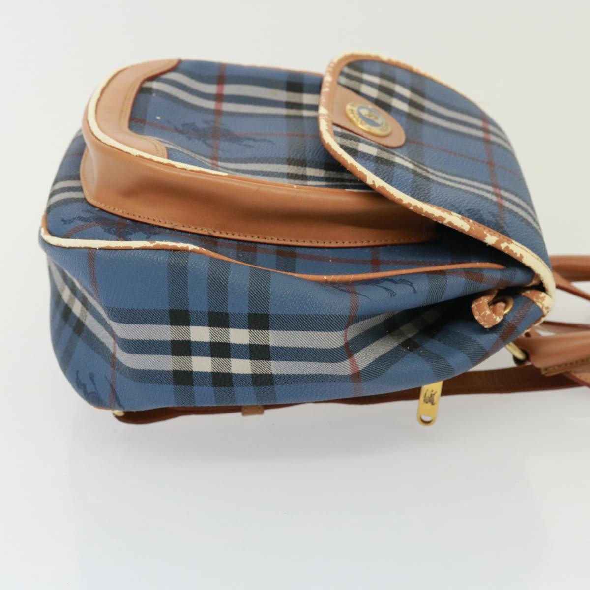 Burberry Nova Check Shoulder Bag Pvc Leather Blue - 3