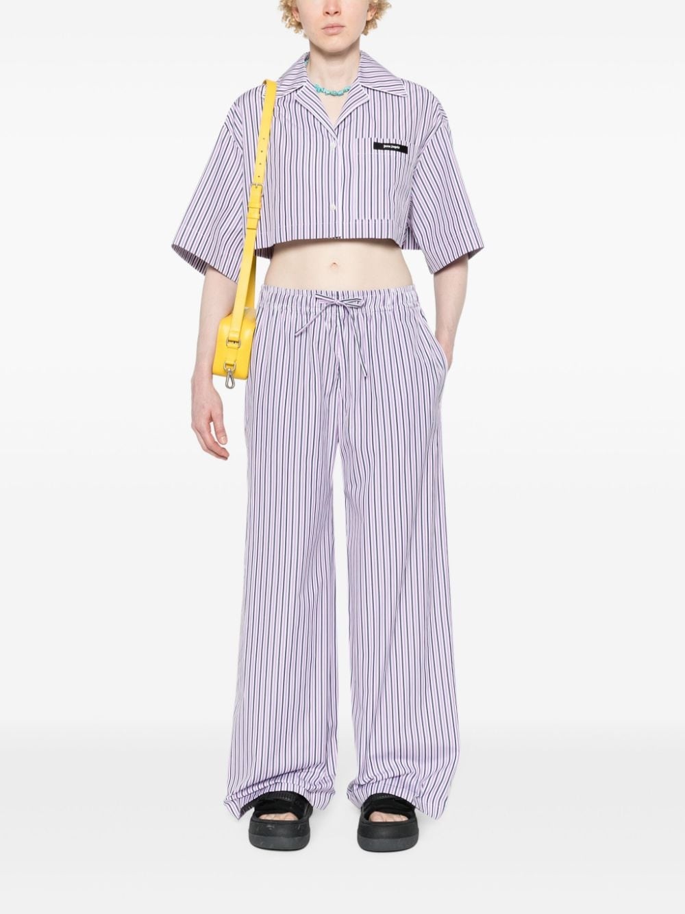 logo-tag striped straight trousers - 2