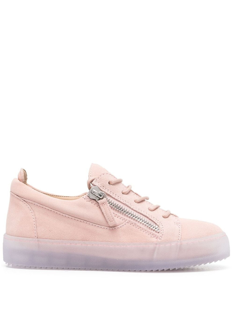 zip-detail leather low-top sneakers 1