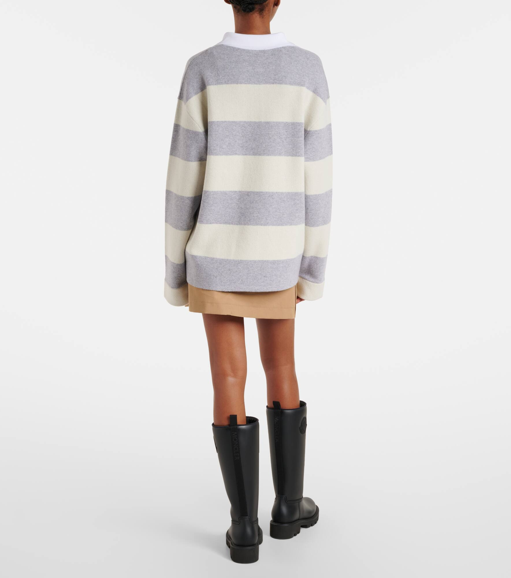 Striped wool and cotton-blend polo shirt - 3
