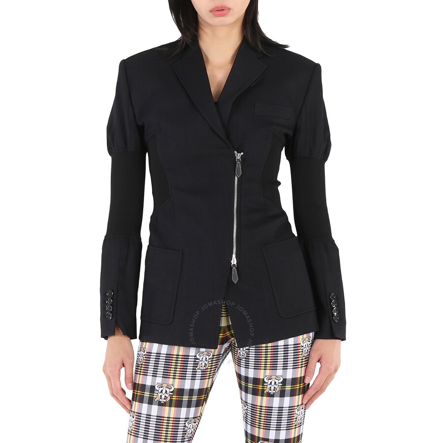 Burberry Ladies Black Technical Twill Reconstructed Blazer - 3