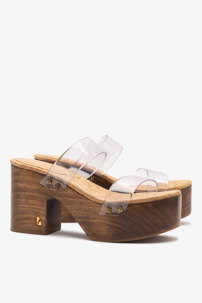 Miso Clear Platform Sandal In Clear Vinyl and Natural Cork 3