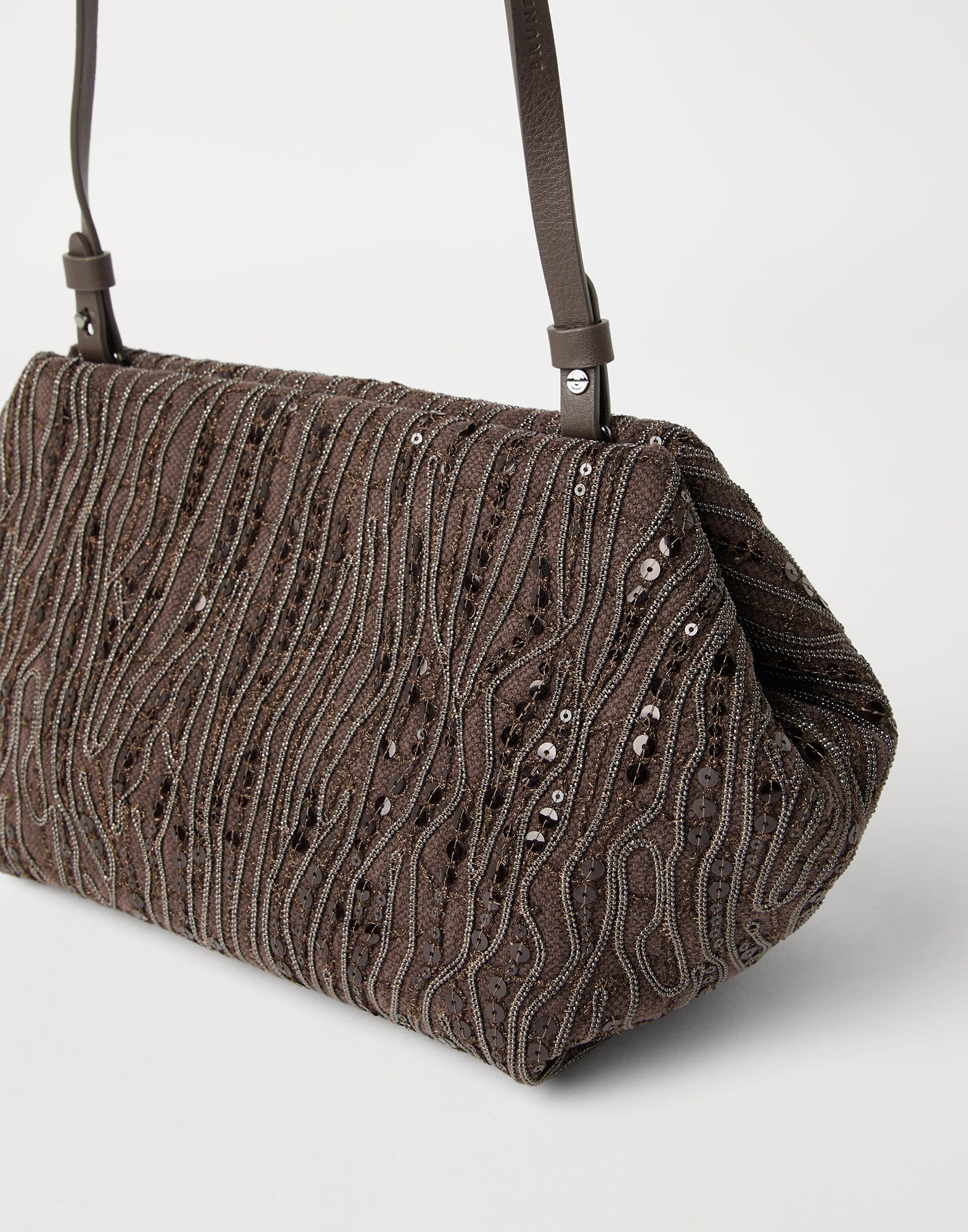Glistening abstract embroidery pouch bag - 3