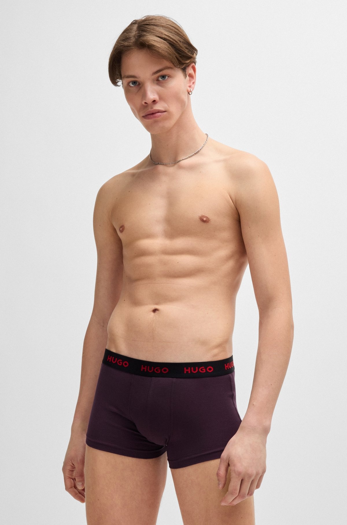 THREE-PACK OF STRETCH-COTTON TRUNKS WITH LOGO WAISTBANDS - 7