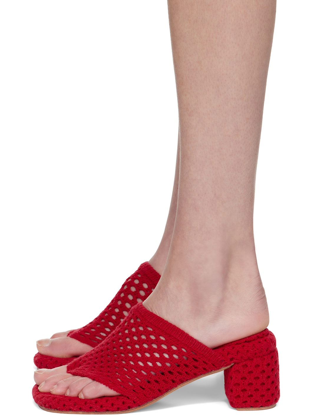 SSENSE Exclusive Red Knit Heeled Sandals - 3