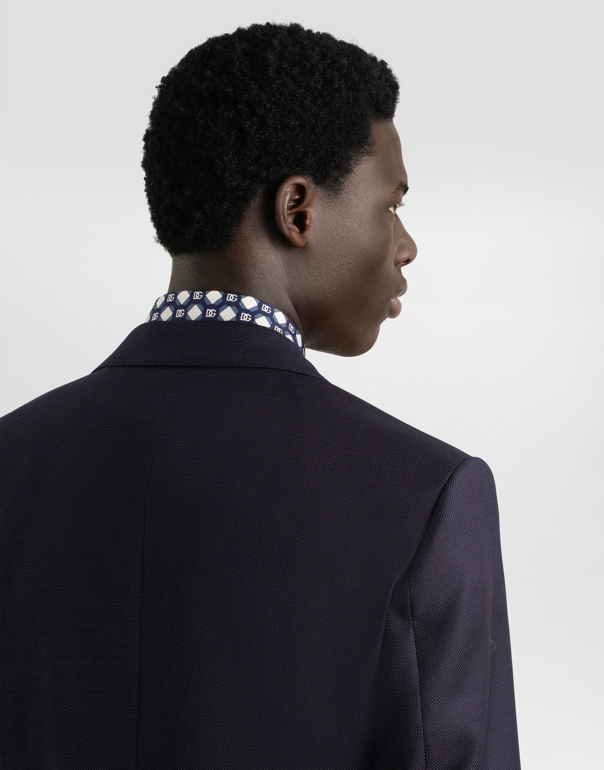 Single-breasted micro-patterned wool suit - 9