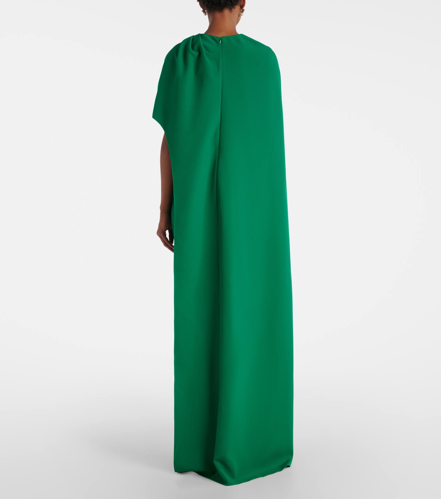 Caped asymmetric crêpe gown - 3