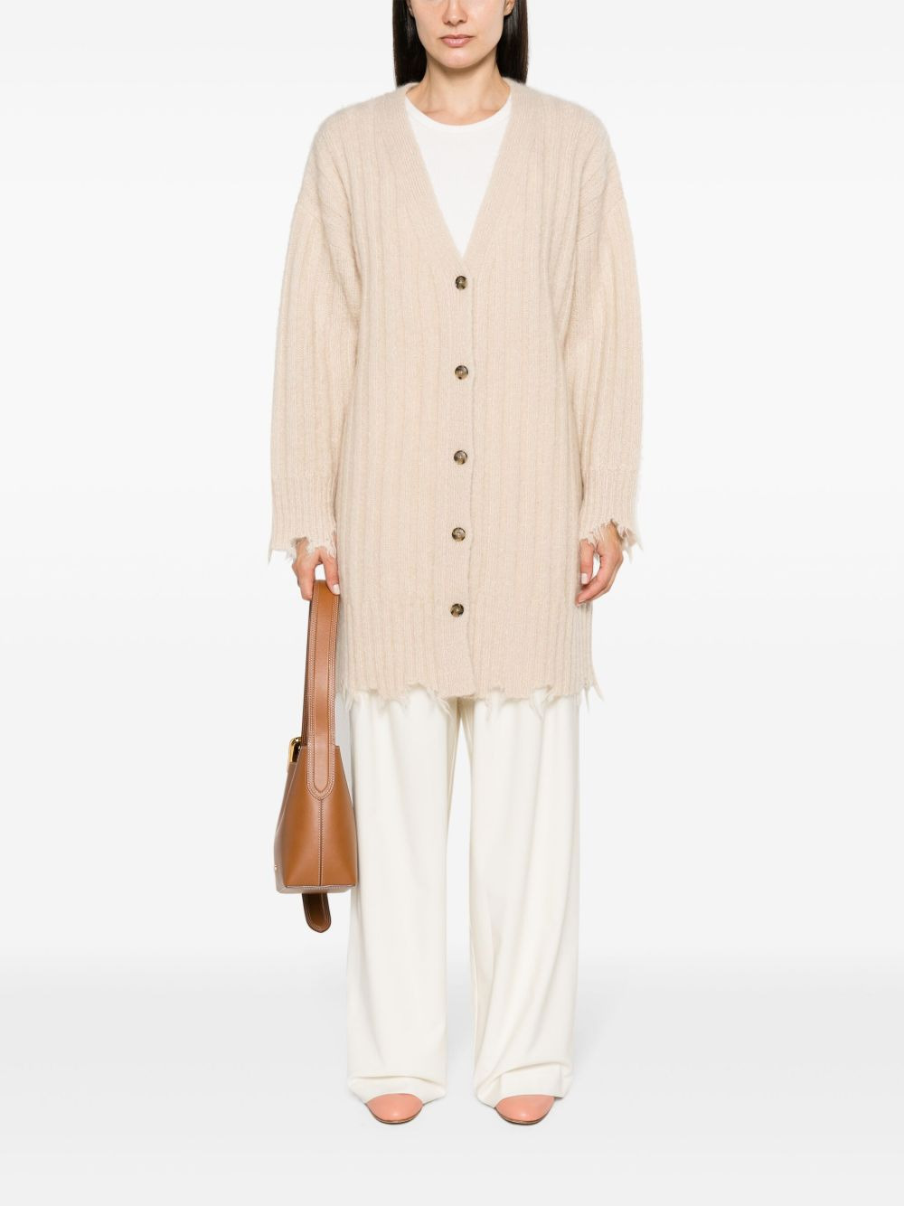 Base distressed ribbed cardi-coat - 2