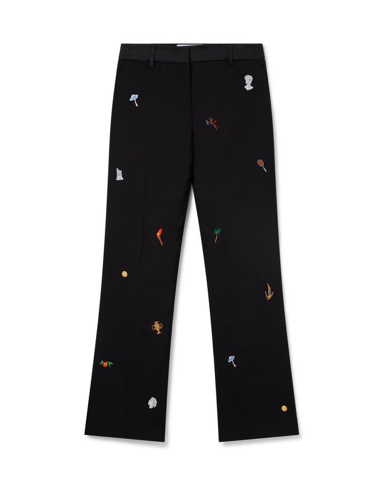 Embroidered Motif Wool Tailored Trousers | Casablanca Paris 1
