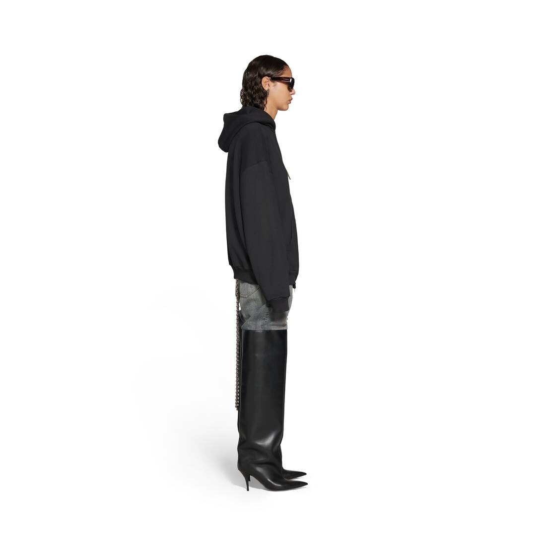 Sticky Note Zip-up Hoodie Medium Fit in Black Faded - 3