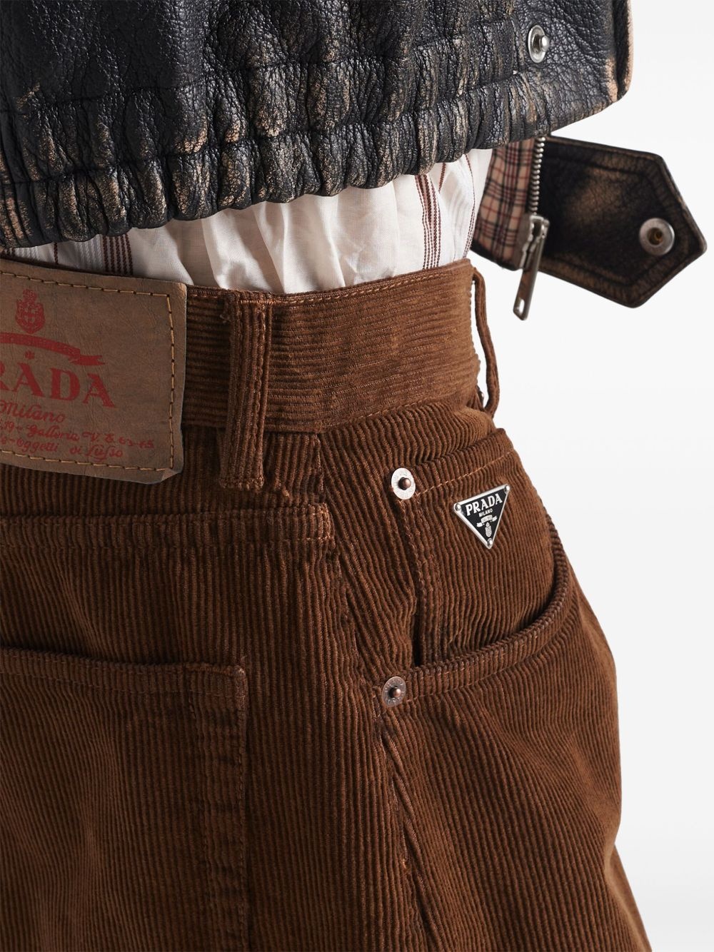 triangle-logo corduroy trousers - 5