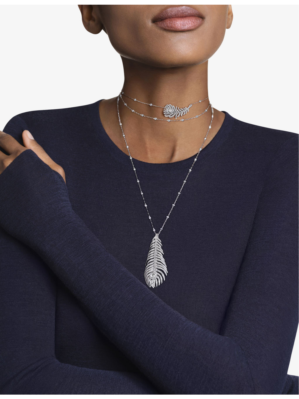 Plume de Paon 18ct white-gold and diamond necklace - 2