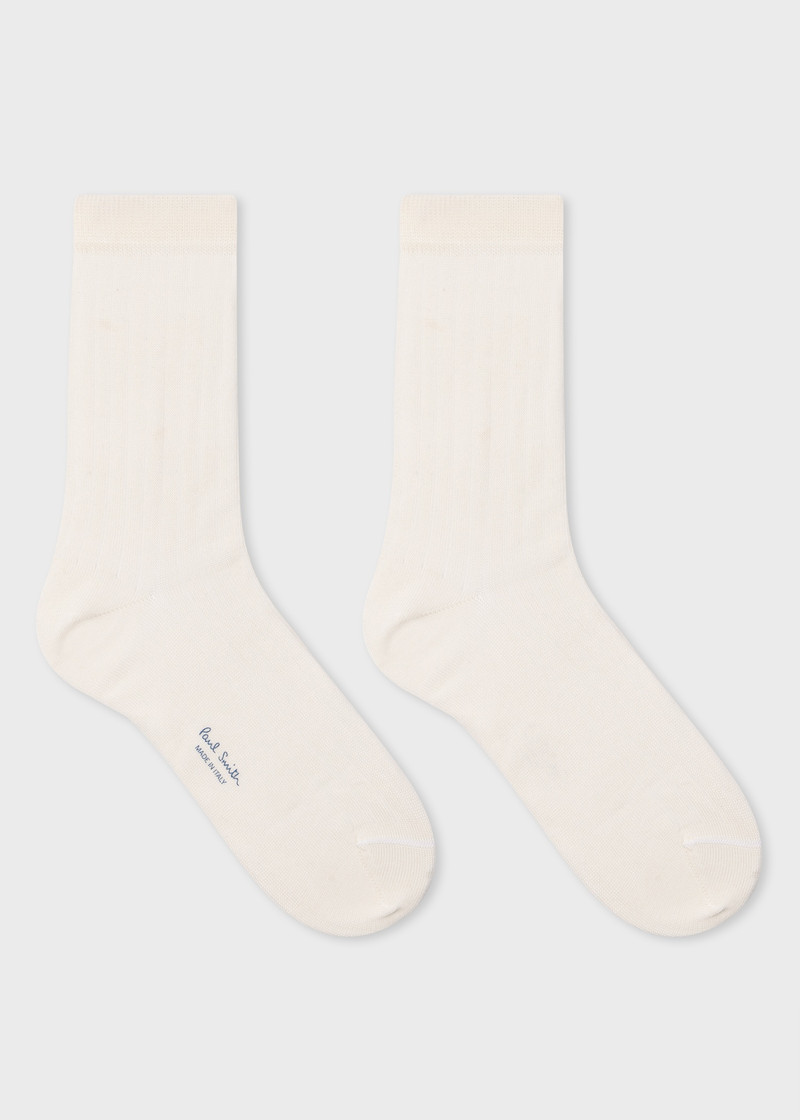 Paul Smith Women's Ivory Ribbed Socks outlook
