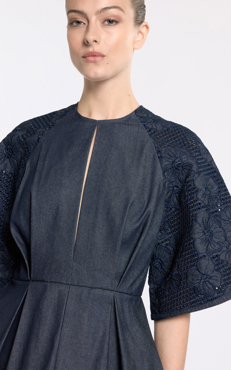 Embroidered Denim Peplum Top blue 4